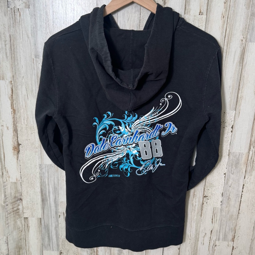 Vintage Y2K Dale Earnhardt‎ Jr 88 Black Blue Zip Hoodie Womens Size Medium